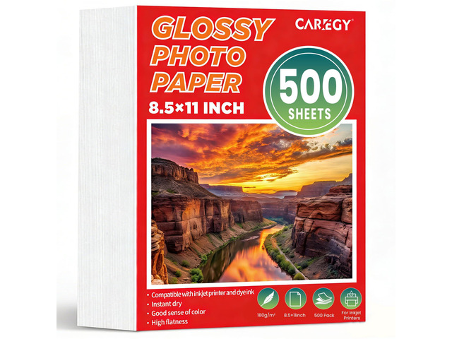 500 Sheets Glossy Photo Paper 8.5 x 11 Inches, Inkjet Photo Printer Paper,Compatible with Inkjet Printer Use Dye Ink,Professional Picture...