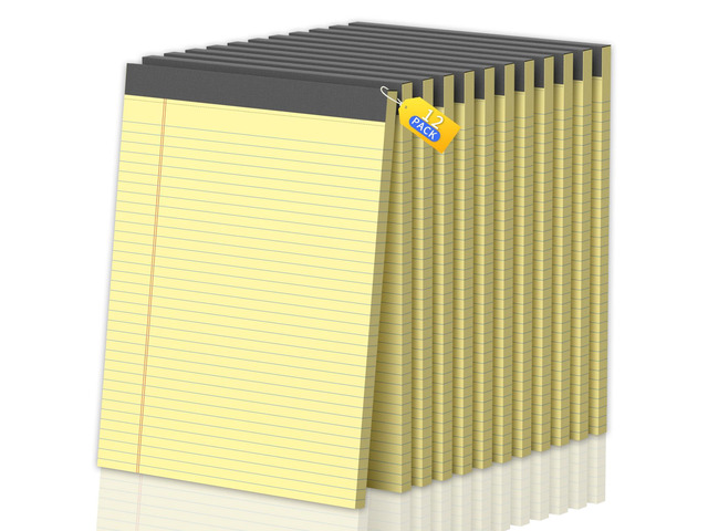 Legal Pads 8.5 X11, Narrow Ruled Notepads, 12 Pack, 50 Sheet/Pad Yellow Legal Pads, Tear Off Notepad, Perforated Writing Pad, Notebook Paper...