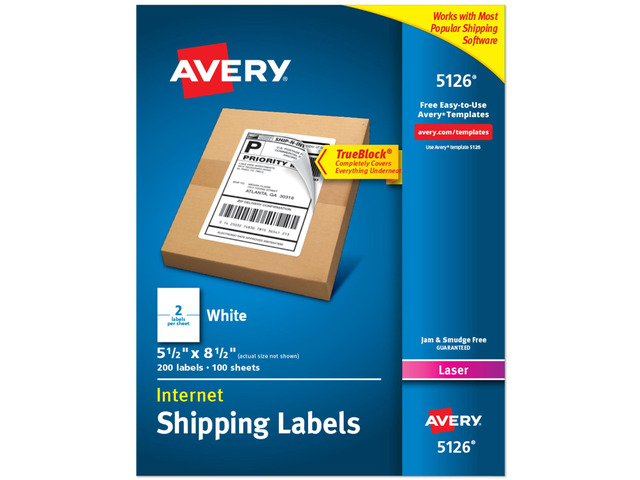 Half-Sheet Printable Shipping Labels, 5.5' x 8.5' Customizable Stickers, White, 200 Blank Mailing Labels, Great for Mailing, Shipping,...