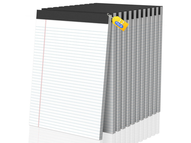 Legal Pads 8.5 X11, Narrow Ruled Notepads, 12 Pack, 50 Sheet/Pad White Legal Pads, Tear Off Notepad, Perforated Writing Pad, Notebook Paper College...