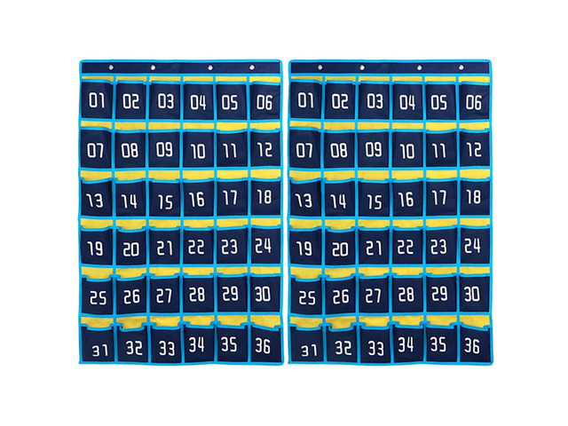 36 Numbered Pockets Classroom Pocket Chart for Cell Phone Holder Wall Door Hanging Pocket Organizer for Phone Calculator Holder, Phone Pouch for...
