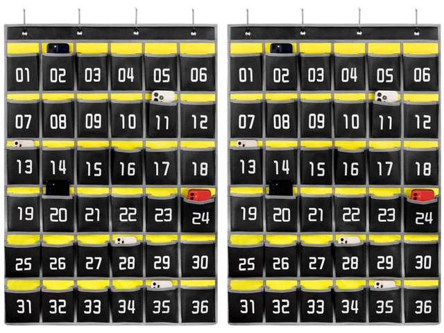 36 Numbered Pockets Classroom Pocket Chart for Cell Phone Holder Wall Door Hanging Pocket Organizer for Phone Calculator Holder, Phone Pouch for...