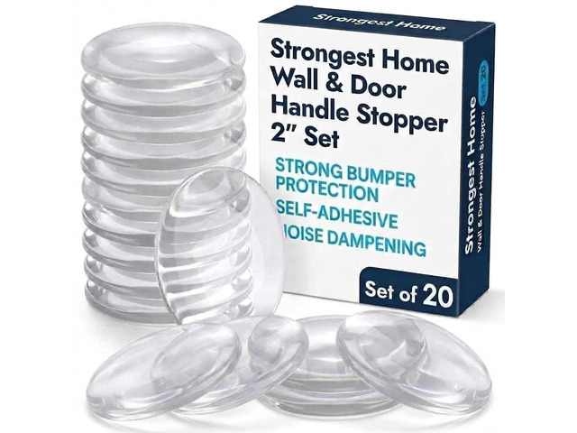Door Stoppers (Medium) 2' - Door Stop for Wall with Strong Back Adhesive - Quiet and Shock Absorbent Silicone Wall Protectors from Door Knobs -...