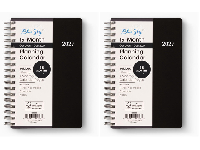 2027 15-Month Weekly and Monthly Mini Planner Calendar, Includes October 2026 - December 2027, 3.625' x 6.125', Flexible Cover, Wirebound,...