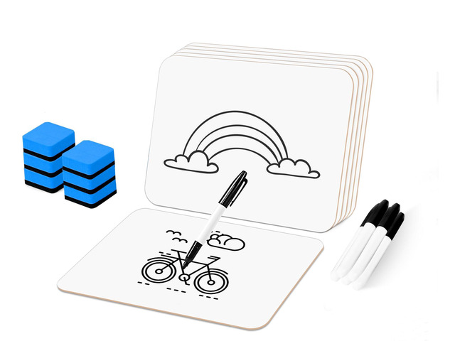 6 Pack Dry Erase Boards with 6 Erasers and 6 Markers, 12.5x 9 Double-Sided Reusable Small White Board, Smooth Writing & Wipe-Clean Design, Portable...