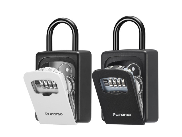 Key Lock Box Large with Code Lockbox Outdoor Wall Mount 2 Gray Black Resettable Combination, For Guest Realtor & House Outside, High-capacity, Hold...