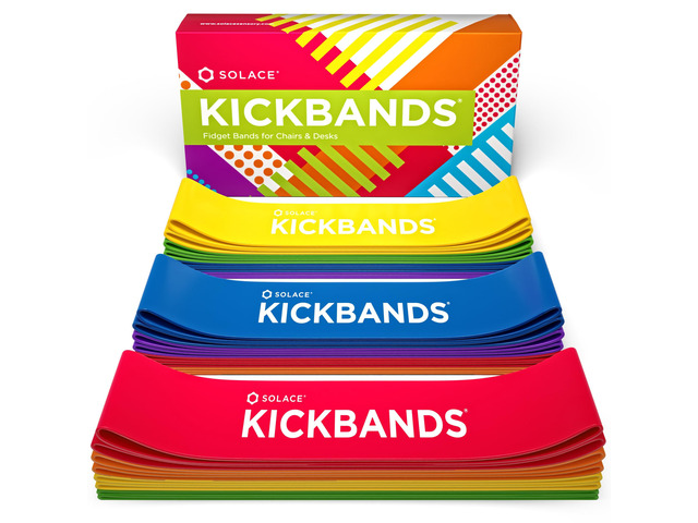 KICK BANDS Chair Bands for Kids with Fidgety Feet 24-Pack - ADHD Fidget Kickbands for Classroom Chairs & Desks - Sensory Kickband (RAINBOW)