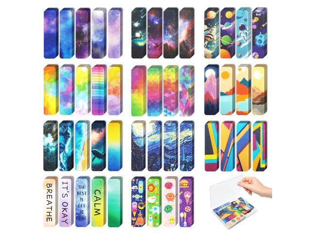 96 Pieces Unique Sensory Stickers for Anxiety Relief - Sensory Strips with Storage Box - 2 Textured Surface Fidget Strips for Office & Classroom...