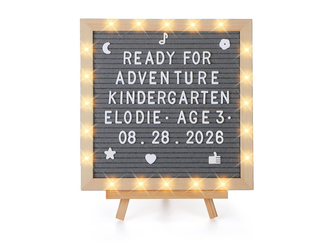 10'×10' Felt Letter Board with LED Lights & Stand, First Day of School Sign Wall/Desk Display, 450-Letter, Message Custom Signs Poster Board,...