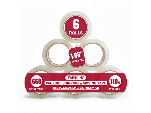 Clear Packing 110 Yards Per Roll (6 Rolls) 1.88 Inch Wide Heavy Duty Packing 2.7mil Strong Adhesive for Moving Boxes, Shipping Cartons, Office...