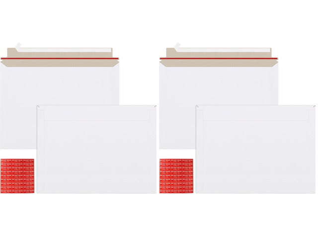 100 Pack 10x13.5 inch Rigid Mailer Self Seal Photo Document Mailers Stay Flat White Cardboard Envelopes White Photography Mailers for...