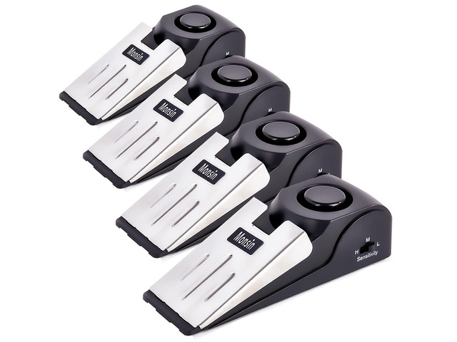 Door Stop Alarm, Door Stopper with 120DB Security Alarm, Floor Wedge Doorstop for Travel Apartment Home House (Pack of 4)