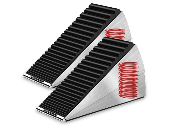 Door Stoppers for Bottom of Door-Large Heavy Duty Door Stop Wedge 3'' High Adjustable Spring Metal Tall Doorstop, Strongest Rubber Grip, Suits...