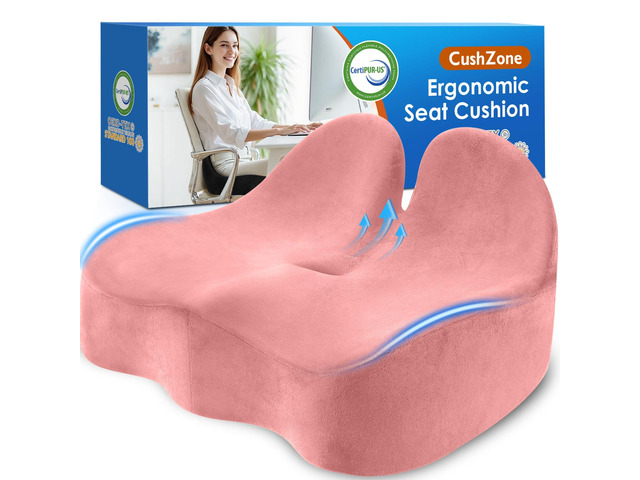 Ergonomic Seat Cushion, Sciatica Support for Office Chair, Pink Large Size for Sciatica & Hip & Tailbone Pain Relief, Memory Foam Office Chair...