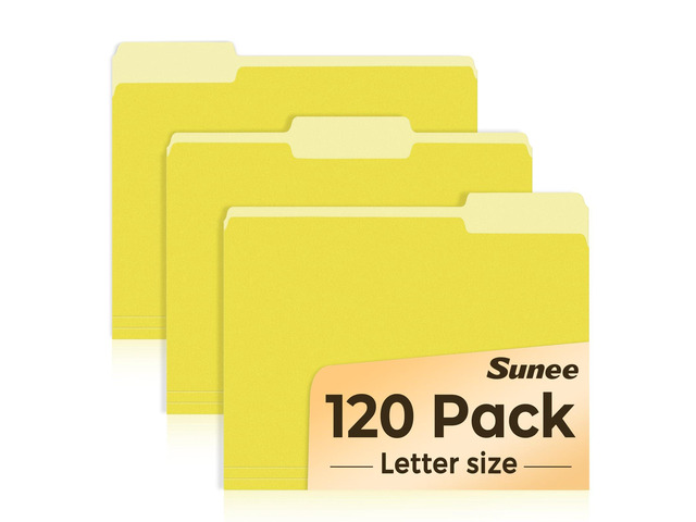 File Folders, 120 Pack Manilla Folders 8.5 x 11, Colored File Folders Home Office School Supplies for Documents Files Paper, Yellow