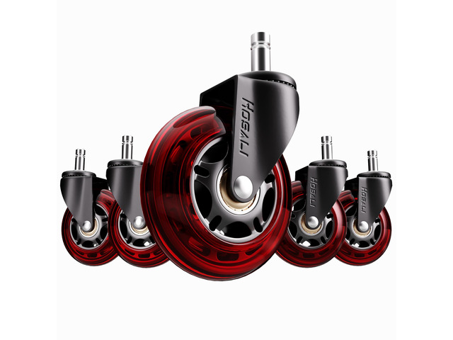 Office Chair Casters, 3 Inch Wheels for Office Chair, 11x22mm Rubber Caster Replacement Wheel Safe for All Floors Including Hardwood & Carpet, Set...