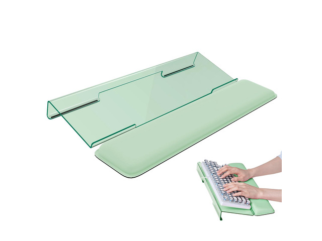 Computer Keyboard Wrist Rest, Keyboard Riser Stand for Desktop Green, Ergonomic Acrylic Keyboard Holder, Non-slip Wrist Pad, Pain Relief for...