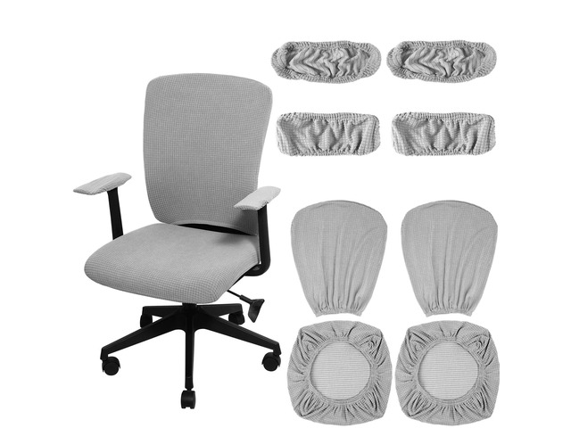 8 Pcs Office Chair Covers Stretchable Armrest Seat,XL,Silver Grey Universal Fit Office Desk Chairs, Protective Seat Backrest Slipcovers,...