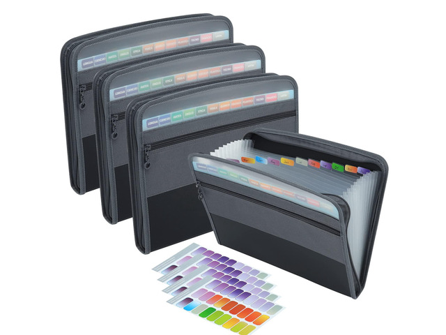 Expanding File Folders, 13 Pockets Document Organizer with Zipper, A4 Letter Size Portable Accordion Expanding File Folders with Multicolor Labels...