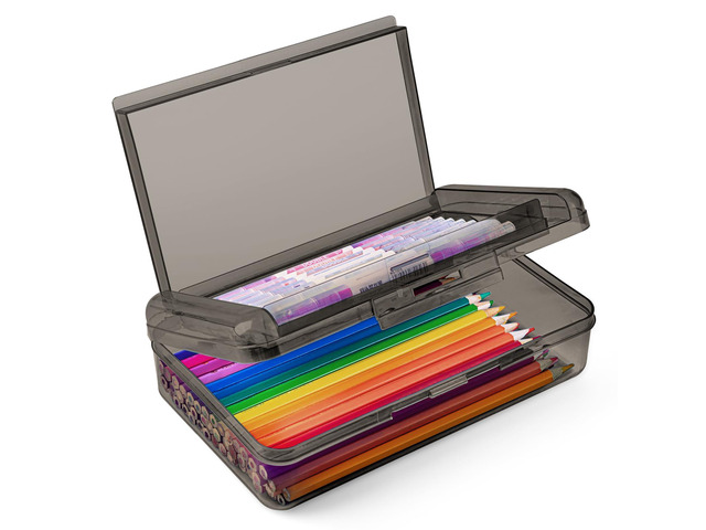 Double Layer Plastic Hard Clear Color Pencil box Case for Girl Boy kids Colored Cute kids Pen Case Box for Marker Crayon,School Office Art Supplies...