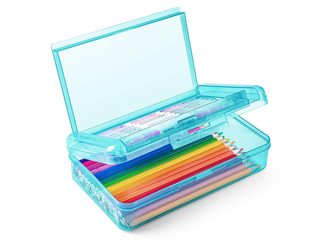 Double Layer Plastic Hard Clear Color Pencil box Case for Girl Boy kids Colored Cute kids Pen Case Box for Marker Crayon,School Office Art Supplies...