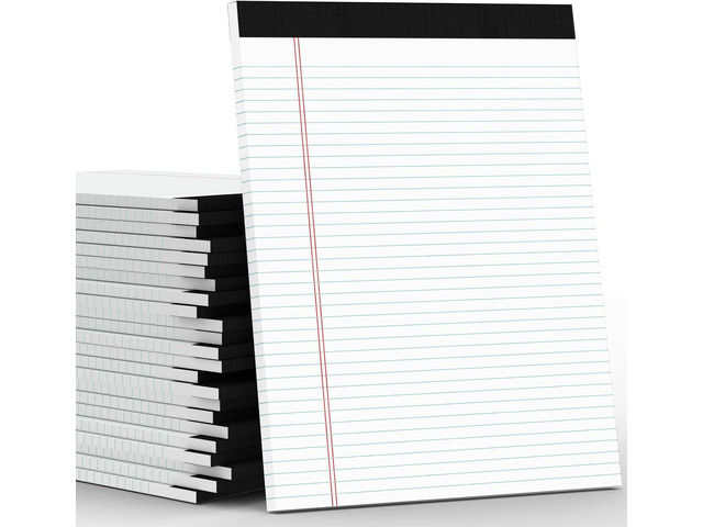 24 Pack White Legal Pads 8.5 x 11 Note Pads College Ruled Writing Pads Notepads 8.5 x 11 Lined Paper Pads, 30 Sheet/Notepad, 38 Lines Perforated...