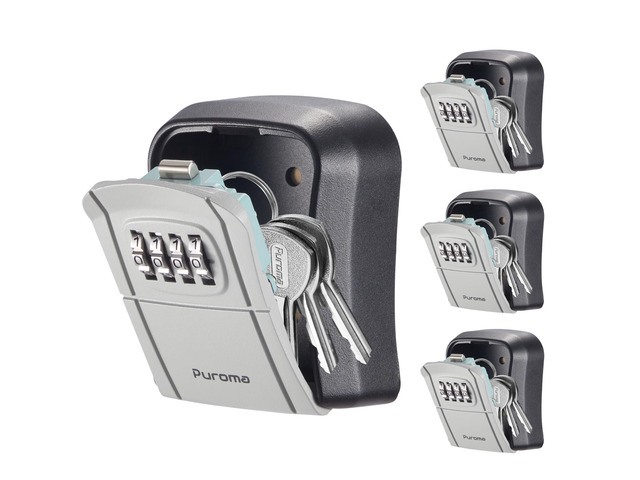 4 Key Lock Box Combo Wall-Mounted Storage Safe Lockbox Home Office Outside, Portable, Wall Mount, Resettable, Combination, Weatherproof,...