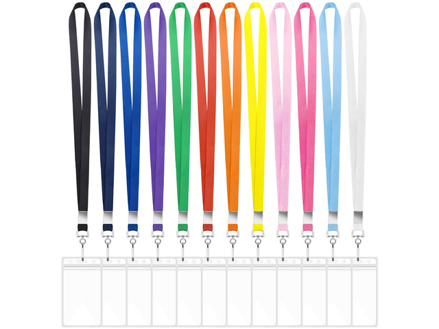 36 Pack Cruise Lanyards with Waterproof Badge Holders, 12 Colors Soft Neck Lanyards, Clear Pvc Zip Holders, Color-Coded Set For Cruise Cards, Id...