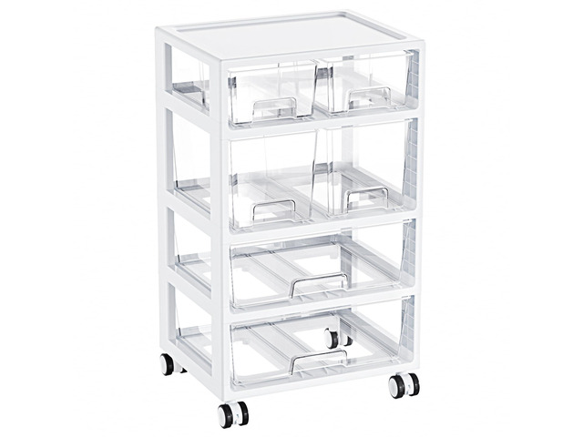 Drawer Storage Organizer,4 Tier 6 Drawers with Wheels Clear Drawers with Multiple Sizes Keep Supplies Visible. Sturdy for Bathreoom, Office, Under...