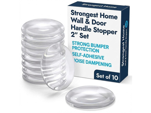 Door Stoppers (Medium) 2' - Door Stop for Wall with Strong Back Adhesive - Quiet and Shock Absorbent Silicone Wall Protectors from Door Knobs -...