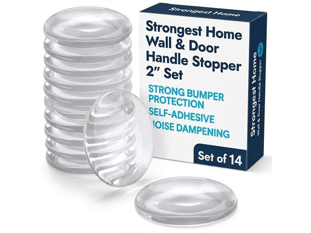 Door Stoppers (Medium) 2' - Door Stop for Wall with Strong Back Adhesive - Quiet and Shock Absorbent Silicone Wall Protectors from Door Knobs -...