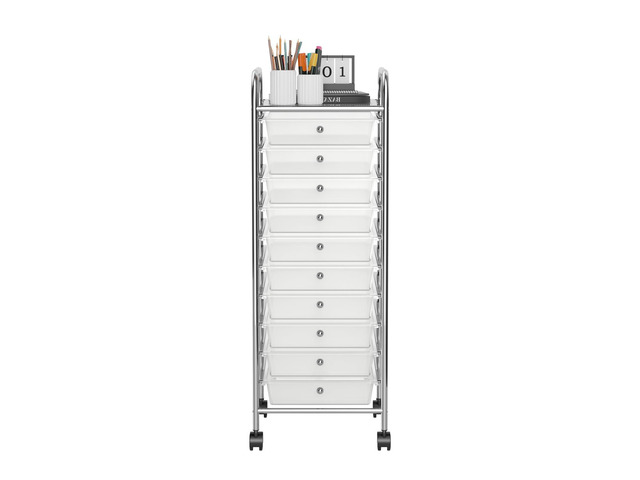 Storage Cart, Rolling Utility Cart with 10 Drawers, Portable Handles & Lockable Wheels, Mobile Paper Toys Storage Organizer Large Capacity for Home...