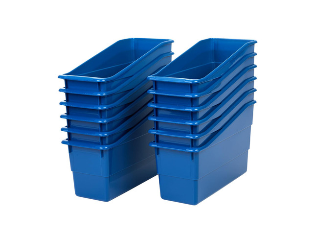 Durable Book & Binder Holders 12-Pack, Blue Ideal for Narrow or Vertical Storage Needs, Book, Magazine, File Folder, & Binder Holders, Classroom...