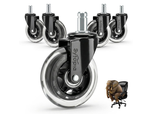 3 Inch Office Chair Wheels, Smooth & Safe Rolling, Safe for All Floors Include Hardwood Floors & Carpet, Universal Stem 7/16 inch x 7/8 inch, Not...