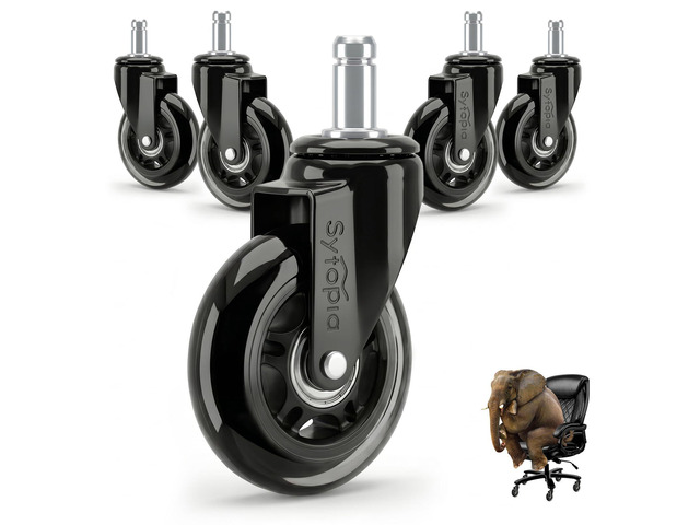 3 Inch Office Chair Wheels, Smooth & Safe Rolling, Safe for All Floors Include Hardwood Floors & Carpet, Universal Stem 7/16 inch x 7/8 inch, Not...