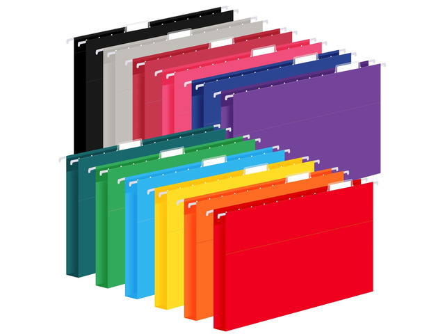 36 Pack Hanging File Folders, Letter Size with 1/5-Cut Adjustable Tabs, 12 Selected Color - File Folder Organizer for Filing Cabinet Office Home,...