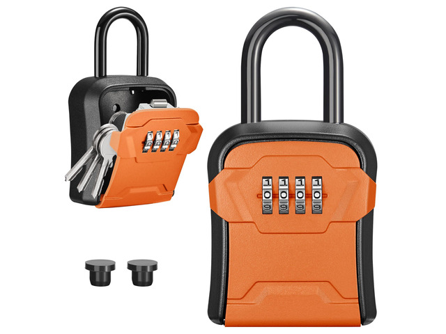 Key Lock Box for House Keys Combination Lockbox with Code, 1 Orange For Contractors Guest Realtor Security Storage, Apartment Doorknob, Resettable,...