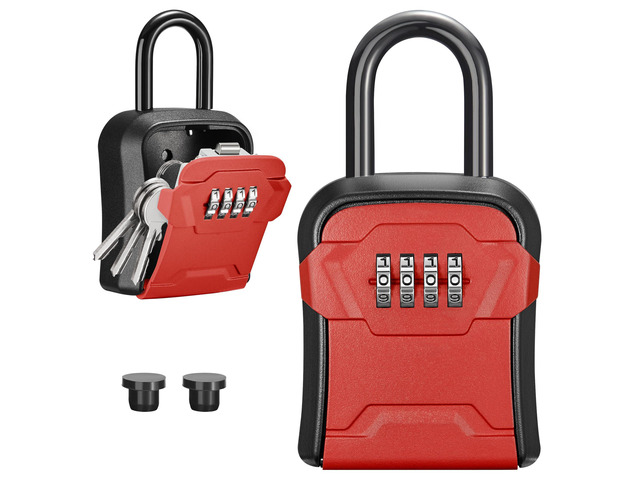 Key Lock Box for House Keys Combination Lockbox with Code, 1 Red For Contractors Guest Realtor Security Storage, Apartment Doorknob, Resettable,...