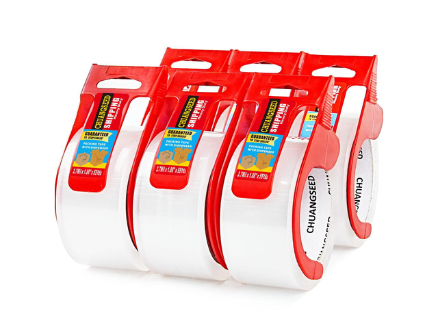 6-Pack Clear Packing Tape with Dispenser -2.7mil x 1.88' x 55Y Heavy Duty Packing Tape for Moving Boxes-Moving Tape Strong Adhesive Packaging Tape