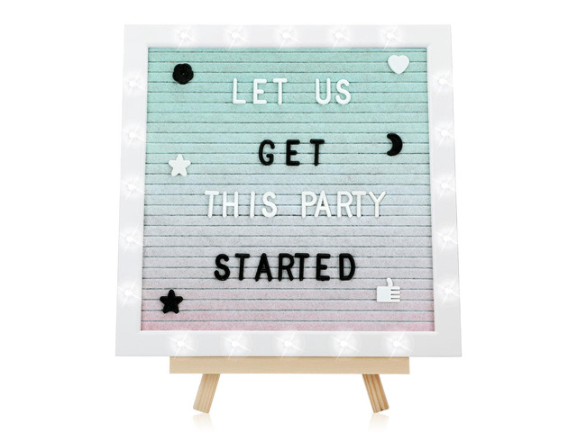 10'×10' Felt Letter Board with LED Lights & Stand, First Day of School Sign Wall/Desk Display, 450-Letter, Message Custom Signs Poster Board,...