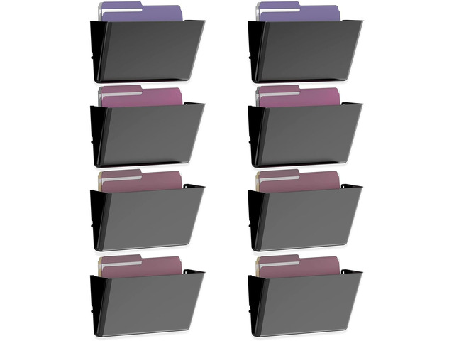 8 Pockets Acrylic Wall File Organizer, Wall File Holder Black
