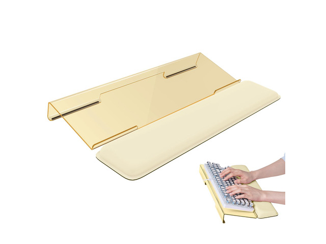Computer Keyboard Wrist Rest, Keyboard Riser Stand for Desk(Beige) Ergonomic Acrylic Keyboard Holder, Non-slip Wrist Pad, Pain Relief for Typing,...
