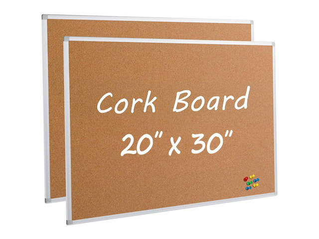2-Pack Cork Board Bulletin Board 20 x 30 Inches, Silver Aluminium Framed Corkboard, Office Board for Wall Cork, Large Wall Mounted Notice Pin Board...