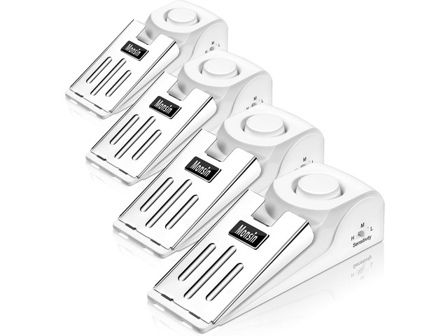 Door Stop Alarm, Door Stopper with 120DB Security Alarm, Floor Wedge Doorstop for Travel Apartment Home House (Pack of 4)