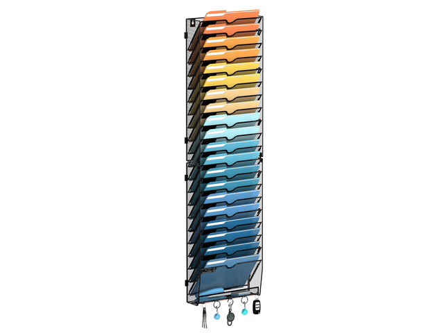 21-Tier Hanging Wall File Organizer with Hooks for Office Organization Mesh Wall File Holder, Mail Organizer Wall Mounted for Papers, Documents,...