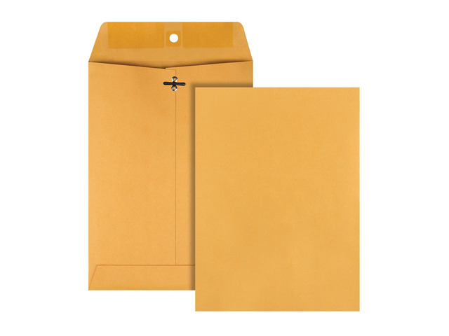 7 x 10 Clasp Envelopes, Clasp and Gummed Closures for Storing or Mailing, 28 lb Kraft Paper, 100 per Box (QUA37868)
