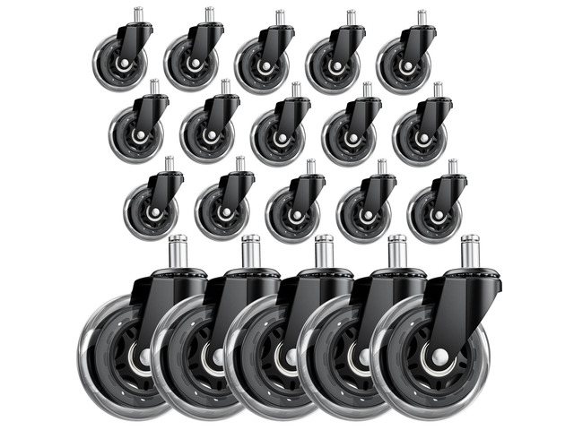 3' Office Chair Wheels 20-Pack Heavy Duty Smooth rolling polyurethane wheels protect floors. Universal fit for most chairs. Quiet design for home...