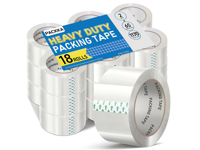 Clear Packing Tape, Heavy Duty Packaging Tape Refills 18 Rolls, 2 inch x 65 Yards, Shipping Tape Box Tape Mailing Tape for Shipping Packaging...