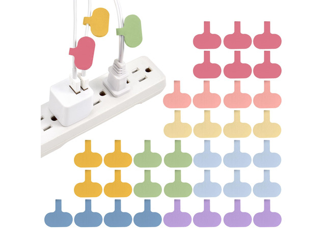 Cable Labels - Oval, Macaron (36 Pack) Write On Cord Labeler Wire Label Tags