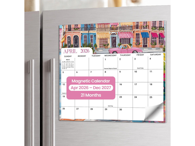 2026-2027 Magnetic Calendar for Refrigerator, Apr 2026-Dec 2027 21-Month Fridge Calendar 2026-2027 for Home Planning, Scheduling and Easy...